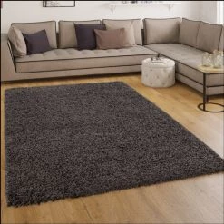 Paco Home Tapis Shaggy Longues Mèches En Anthracite 40x60 Cm