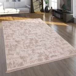 Paco Home Tapis De Salon Poils Ras Motif Moderne Oriental Lavable Beige 80x150 Cm