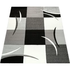 Paco Home Tapis De Créateur Aux Contours Découpés à Carreaux En Blanc Noir 60x110 Cm -Tapis et paillasson Soldes 50673811 3