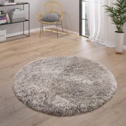 Paco Home Tapis Poils Hauts Moelleux Moderne Shaggy Style Flokati Confortable Uni Gris Ø 120 Cm Rond -Tapis et paillasson Soldes 50674195 3