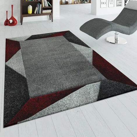 Paco Home Tapis De Salon Moderne À Poils Ras Effet 3D Bordure Géométrique Rouge Gris 80x150 Cm 1 Paco Home Tapis De Salon Moderne À Poils Ras Effet 3D Bordure Géométrique Rouge Gris 80x150 Cm