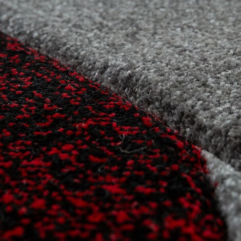 Paco Home Tapis De Salon Moderne À Poils Ras Effet 3D Bordure Géométrique Rouge Gris 80x150 Cm 3 Paco Home Tapis De Salon Moderne À Poils Ras Effet 3D Bordure Géométrique Rouge Gris 80x150 Cm – Image 3