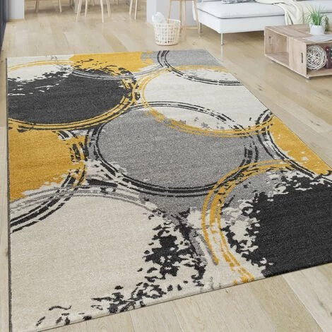 Paco Home Tapis Salon Motif Moderne Poils Ras Abstrait Cercles Jaune Gris Blanc 60x100 Cm 1 Paco Home Tapis Salon Motif Moderne Poils Ras Abstrait Cercles Jaune Gris Blanc 60x100 Cm