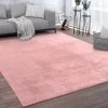 Paco Home Tapis, Tapis À Poils Ras Doux Pour Salon, Très Moelleux, Lavable, Rose 120x170 Cm