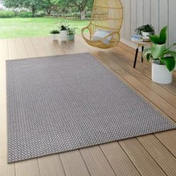 Paco Home Tapis Exterieur Aspect Sisal Terrasse Balcon Tapis Cuisine Uni Gris 80x150 Cm