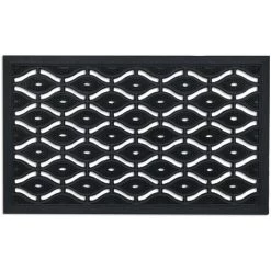 Relaxdays Paillasson Caoutchouc, 45 X 75 Cm, Motif, Antidérapant, Résistant Aux Intempéries, Extérieur, Intérieur, Noir