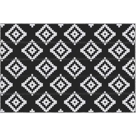 Outsunny Tapis Extérieur Style Graphique - Tapis Réversible 2 Motifs - Dim. 2,74L X 1,82l M, ép. 3 Mm - PP Haute Densité 310 G/m² Noir Blanc 1 Outsunny Tapis Extérieur Style Graphique - Tapis Réversible 2 Motifs - Dim. 2,74L X 1,82l M, ép. 3 Mm - PP Haute Densité 310 G/m² Noir Blanc
