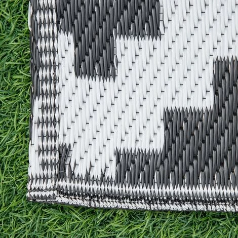 Outsunny Tapis Extérieur Style Graphique - Tapis Réversible 2 Motifs - Dim. 2,74L X 1,82l M, ép. 3 Mm - PP Haute Densité 310 G/m² Noir Blanc 5 Outsunny Tapis Extérieur Style Graphique - Tapis Réversible 2 Motifs - Dim. 2,74L X 1,82l M, ép. 3 Mm - PP Haute Densité 310 G/m² Noir Blanc – Image 5