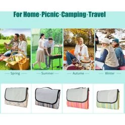 SUPERSELLER Tapis Extérieur 200 × 150cm / 78 × 59in Tapis De Pique-nique Extérieur Surdimensionné Tissu Oxford Résistant à L'usure Couverture De Camping Tapis De Plage Résistant Au Sable, Vert - Vert -Tapis et paillasson Soldes 50910525 3