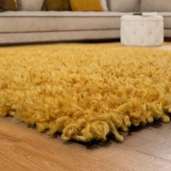 Paco Home Tapis Poils Longs Shaggy Salon Poils Longs Moelleux Uni En Jaune 40x60 Cm -Tapis et paillasson Soldes 50920030 3