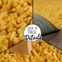 Paco Home Tapis Poils Longs Shaggy Salon Poils Longs Moelleux Uni En Jaune 40x60 Cm -Tapis et paillasson Soldes 50920030 4