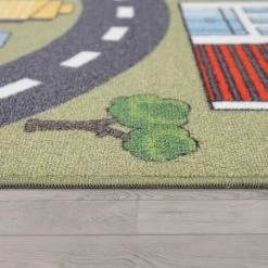 Paco Home Tapis Pour Enfant Chambre D'Enfant, Tapis De Jeu Motif Rues Et Voitures, Vert 80x150 Cm -Tapis et paillasson Soldes 50920032 3