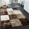 Paco Home Tapis De Créateur Moucheté Aux Contours Découpés à Carreaux Marron Beige Crème 60x110 Cm