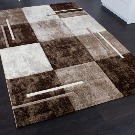 Paco Home Tapis De Créateur Moucheté Aux Contours Découpés à Carreaux Marron Beige Crème 60x110 Cm 2 Paco Home Tapis De Créateur Moucheté Aux Contours Découpés à Carreaux Marron Beige Crème 60x110 Cm – Image 2