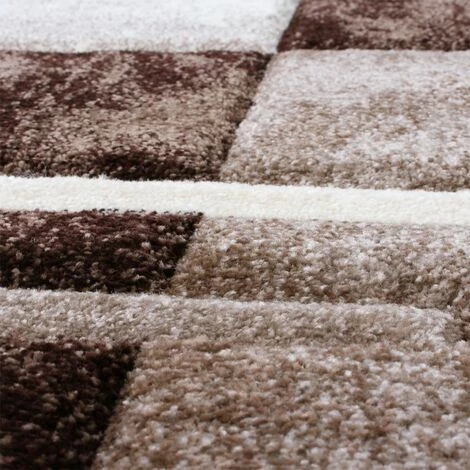 Paco Home Tapis De Créateur Moucheté Aux Contours Découpés à Carreaux Marron Beige Crème 60x110 Cm 4 Paco Home Tapis De Créateur Moucheté Aux Contours Découpés à Carreaux Marron Beige Crème 60x110 Cm – Image 4