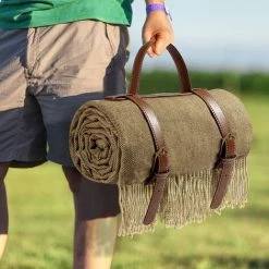 ILOVEMILAN Couverture Tapis De Pique-Nique Imperméable Pliable Pour Camping Jardin, 150 X 200cm (Kaki) -Tapis et paillasson Soldes 50949565 4