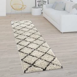 Paco Home Tapis Poils Longs, Shaggy Pour Salon, Design Scandinave Et Motif Losanges Beige Ø 80 Cm Rond -Tapis et paillasson Soldes 50980298 3