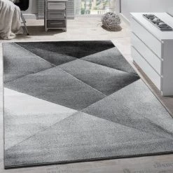 Paco Home Tapis Design Moderne Motifs Géométriques Poils Ras Gris Noir Blanc Chiné 60x100 Cm