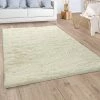 Paco Home Tapis Shaggy Tapis De Salon Fausse Fourrure Poil Long Monochrome Jaunâtre-Blanc 60x100 Cm