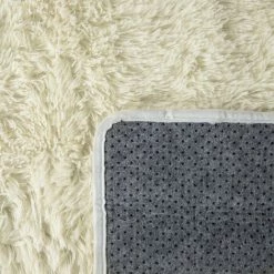 Paco Home Tapis Shaggy Tapis De Salon Fausse Fourrure Poil Long Monochrome Jaunâtre-Blanc 60x100 Cm -Tapis et paillasson Soldes 50980580 5