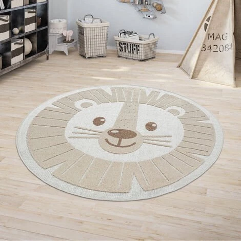 Paco Home Tapis Enfant Chambre Enfant Rond Tapis De Jeux Garçon Fille Effet 3D Lion Beige Ø 120 Cm Rond 2 Paco Home Tapis Enfant Chambre Enfant Rond Tapis De Jeux Garçon Fille Effet 3D Lion Beige Ø 120 Cm Rond – Image 2