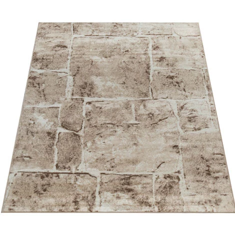 Paco Home Tapis De Salon Poils Ras Moderne Motife Pierre Abstrait 3D Marron Beige 60x100 Cm 4 Paco Home Tapis De Salon Poils Ras Moderne Motife Pierre Abstrait 3D Marron Beige 60x100 Cm – Image 4