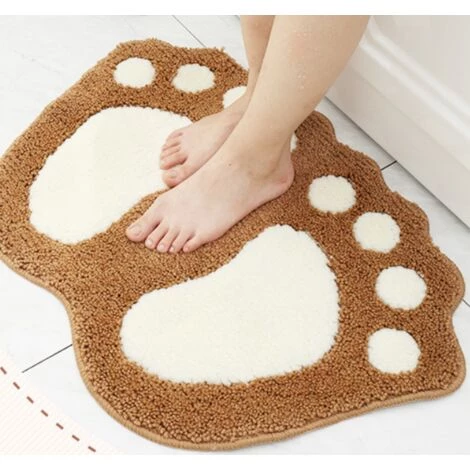 GroupM Joli Tapis D'entrée De Maison Grand Pied Floqué Maison Salle De Bain Salle De Bain Porte Tapis Anti-dérapant (40*60CM) 2 GroupM Joli Tapis D'entrée De Maison Grand Pied Floqué Maison Salle De Bain Salle De Bain Porte Tapis Anti-dérapant (40*60CM) – Image 2