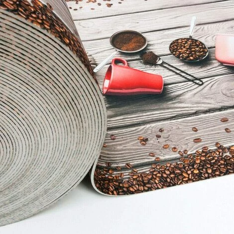 EMMEVI Tapis De Cuisine Caoutchouc Duveteux Antidérapant Résistant Aux Taches Tasse à Café - 53x180 Cm 2 EMMEVI Tapis De Cuisine Caoutchouc Duveteux Antidérapant Résistant Aux Taches Tasse à Café - 53x180 Cm – Image 2