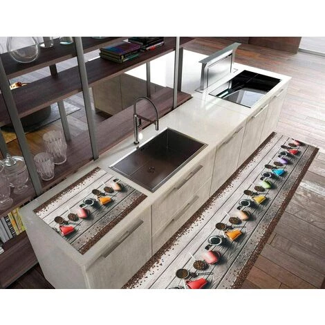 EMMEVI Tapis De Cuisine Caoutchouc Duveteux Antidérapant Résistant Aux Taches Tasse à Café - 53x180 Cm 4 EMMEVI Tapis De Cuisine Caoutchouc Duveteux Antidérapant Résistant Aux Taches Tasse à Café - 53x180 Cm – Image 4