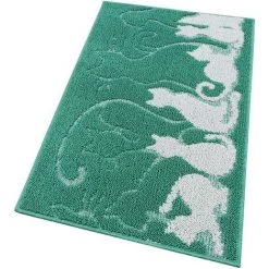 EMMEVI Tapis De Cuisine Moderne Coureur Bordé Absorbant Antidérapant Lavable Chats Vert - 50x180 Cm