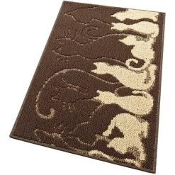 EMMEVI Tapis De Cuisine Moderne Coureur Bordé Absorbant Antidérapant Lavable Chats Marron - 50x180 Cm