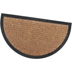 EMMEVI Paillasson D'Entrée Tapis En Caoutchouc Antidérapant Robuste Absorbant Demilune - Beige