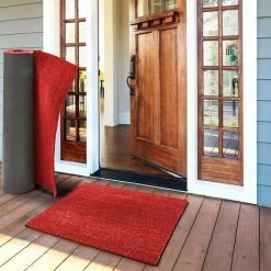 EMMEVI Paillasson En Noix De Coco Naturelle Rouge Dos Antidérapant Robuste Porte D'entrée De Maison - 30x70 Cm -Tapis et paillasson Soldes 51352115 3