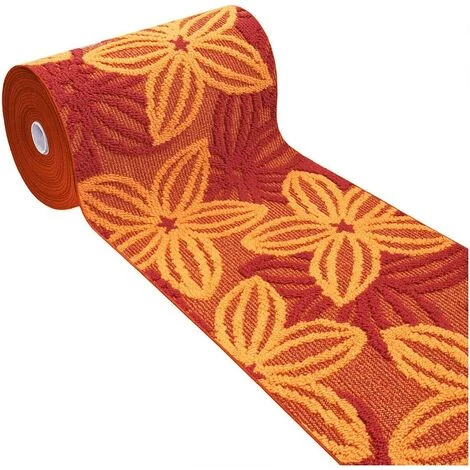 EMMEVI Tapis De Cuisine Moderne Au Mètre H57 Sur Mesure Coureur Bordé Absorbant Antidérapant Lavable Fleurs 3D - Orange 1 EMMEVI Tapis De Cuisine Moderne Au Mètre H57 Sur Mesure Coureur Bordé Absorbant Antidérapant Lavable Fleurs 3D - Orange