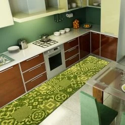 EMMEVI Tapis De Cuisine Moderne Coureur Bordé Absorbant Antidérapant Lavable Maiolique 3D Vert - 57x40 Cm 6 EMMEVI Tapis De Cuisine Moderne Coureur Bordé Absorbant Antidérapant Lavable Maiolique 3D Vert - 57x40 Cm -Tapis et paillasson Soldes 51352198 3