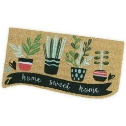 EMMEVI Paillasson Noix De Coco 40x75 Cm Retour En Caoutchouc Antidérapant Tapis D'Entrée Moderne - VASES