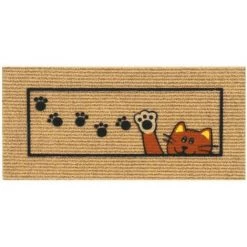 EMMEVI Paillasson Antidérapant Protège-Marches 25x50 Tapis D'entrée Absorbant Et Doux Chat - Beige