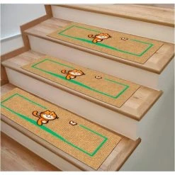 EMMEVI Paillasson Antidérapant Protège-Marches 25x69 Tapis D'entrée Absorbant Et Doux Chien - Vert -Tapis et paillasson Soldes 51352350 4