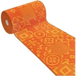 EMMEVI Tapis De Cuisine Moderne Coureur Bordé Absorbant Antidérapant Lavable Maiolique 3D Orange - 57x130 Cm