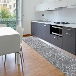 EMMEVI Tapis De Cuisine Moderne Coureur Bordé Absorbant Antidérapant Lavable Maiolique 3D Gris - 50x110 Cm -Tapis et paillasson Soldes 51352479 3