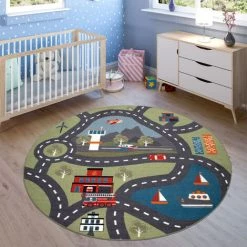 Paco Home Tapis Pour Enfants, Tapis De Jeu Pour Chambres D'enfants, Avec Motif De Rue, En Vert 120x160 Cm -Tapis et paillasson Soldes 51431598 3