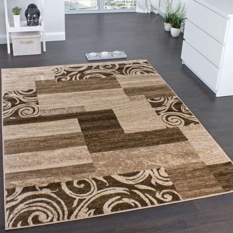 Paco Home Tapis De Créateur Contemporain Avec Swirl Et Carreaux Marbré Marron Beige Crème 80x150 Cm 1 Paco Home Tapis De Créateur Contemporain Avec Swirl Et Carreaux Marbré Marron Beige Crème 80x150 Cm
