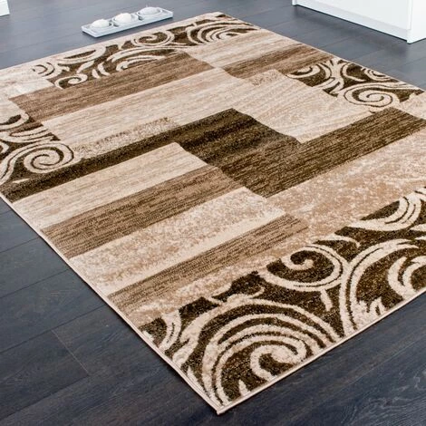 Paco Home Tapis De Créateur Contemporain Avec Swirl Et Carreaux Marbré Marron Beige Crème 80x150 Cm 2 Paco Home Tapis De Créateur Contemporain Avec Swirl Et Carreaux Marbré Marron Beige Crème 80x150 Cm – Image 2