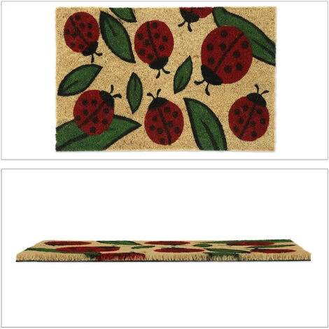 Relaxdays Paillasson Coco, Tapis D’entrée Coccinelles, Antidérapant, 40 X 60 Cm, Intérieur Et Extérieur, Nature/rouge 2 Relaxdays Paillasson Coco, Tapis D’entrée Coccinelles, Antidérapant, 40 X 60 Cm, Intérieur Et Extérieur, Nature/rouge – Image 2