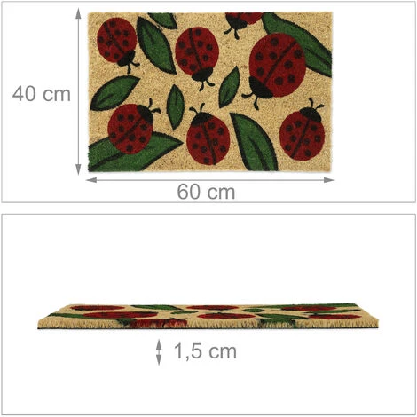 Relaxdays Paillasson Coco, Tapis D’entrée Coccinelles, Antidérapant, 40 X 60 Cm, Intérieur Et Extérieur, Nature/rouge 5 Relaxdays Paillasson Coco, Tapis D’entrée Coccinelles, Antidérapant, 40 X 60 Cm, Intérieur Et Extérieur, Nature/rouge – Image 5