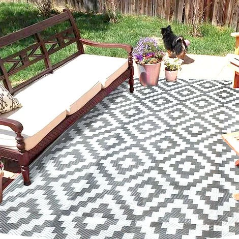 LITREVE Tapis D'extérieur Résistant Aux UV - Gris Et Blanc - 150 X 245cm Tapis Pour Terrasse, Jardin, Balcon, Plage 1 LITREVE Tapis D'extérieur Résistant Aux UV - Gris Et Blanc - 150 X 245cm Tapis Pour Terrasse, Jardin, Balcon, Plage