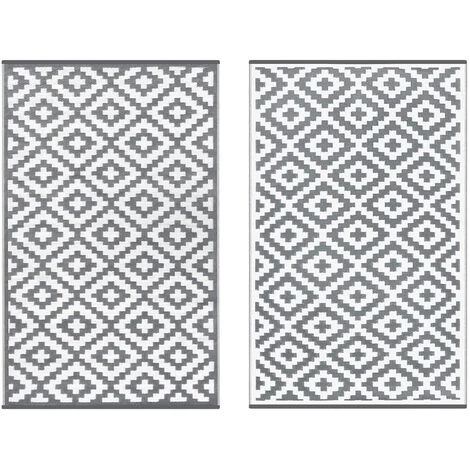 LITREVE Tapis D'extérieur Résistant Aux UV - Gris Et Blanc - 150 X 245cm Tapis Pour Terrasse, Jardin, Balcon, Plage 2 LITREVE Tapis D'extérieur Résistant Aux UV - Gris Et Blanc - 150 X 245cm Tapis Pour Terrasse, Jardin, Balcon, Plage – Image 2
