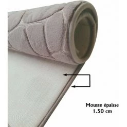 MADEINNATURE Tapis Microfibre Salle De Bain Antidérapant à Mémoire De Forme, Dessin Galet 50x80 Cm Coloris Noir, Gris, Taupe, Bleu, Fuchsia - Taupe. - Taupe -Tapis et paillasson Soldes 51533734 3