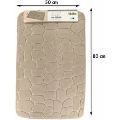MADEINNATURE Tapis Microfibre Salle De Bain Antidérapant à Mémoire De Forme, Dessin Galet 50x80 Cm Coloris Noir, Gris, Taupe, Bleu, Fuchsia - Taupe. - Taupe -Tapis et paillasson Soldes 51533734 4