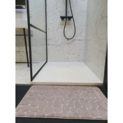 MADEINNATURE Tapis Microfibre Salle De Bain Antidérapant à Mémoire De Forme, Dessin Galet 50x80 Cm Coloris Noir, Gris, Taupe, Bleu, Fuchsia - Taupe. - Taupe -Tapis et paillasson Soldes 51533734 5